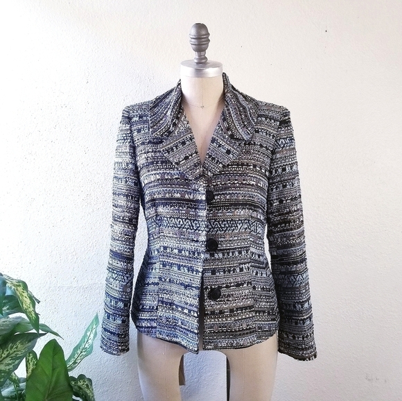 LAFAYETTE 148 NY Blue Tweed Bouclé Jacket Blazer - Picture 10 of 11